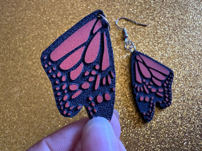 Butterfly Wing Earrings: Laser Cut Acrylic Butterflies, Summer, Monarch, Insects, Bugs, Orange Wings, Best Gifts for Her/Him/Them