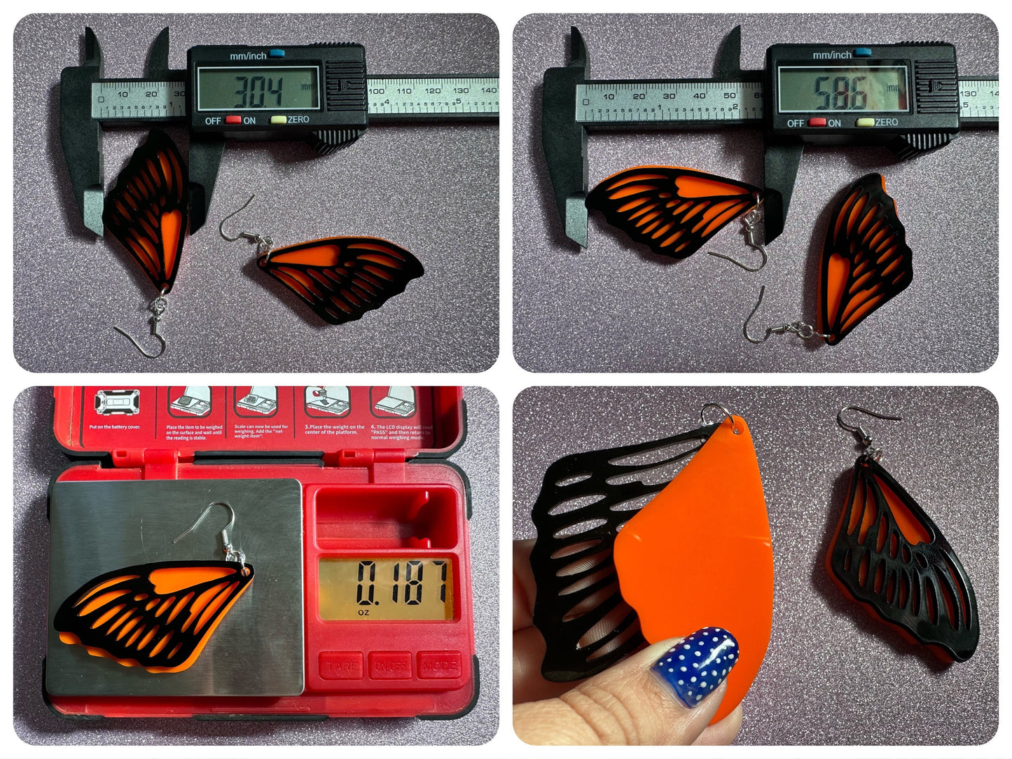 Butterfly Wing Earrings: Laser Cut Acrylic Butterflies, Summer, Monarch, Insects, Bugs, Orange Wings, Best Gifts for Her/Him/Them