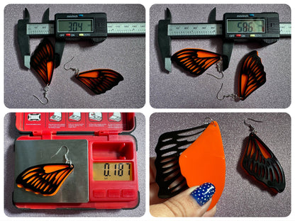 Butterfly Wing Earrings: Laser Cut Acrylic Butterflies, Summer, Monarch, Insects, Bugs, Orange Wings, Best Gifts for Her/Him/Them