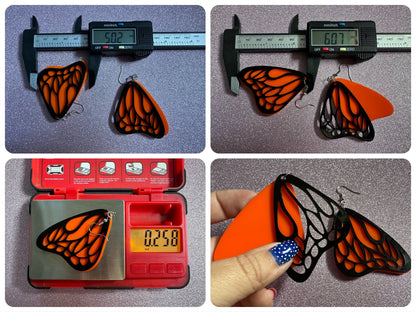 Butterfly Wing Earrings: Laser Cut Acrylic Butterflies, Summer, Monarch, Insects, Bugs, Orange Wings, Best Gifts for Her/Him/Them