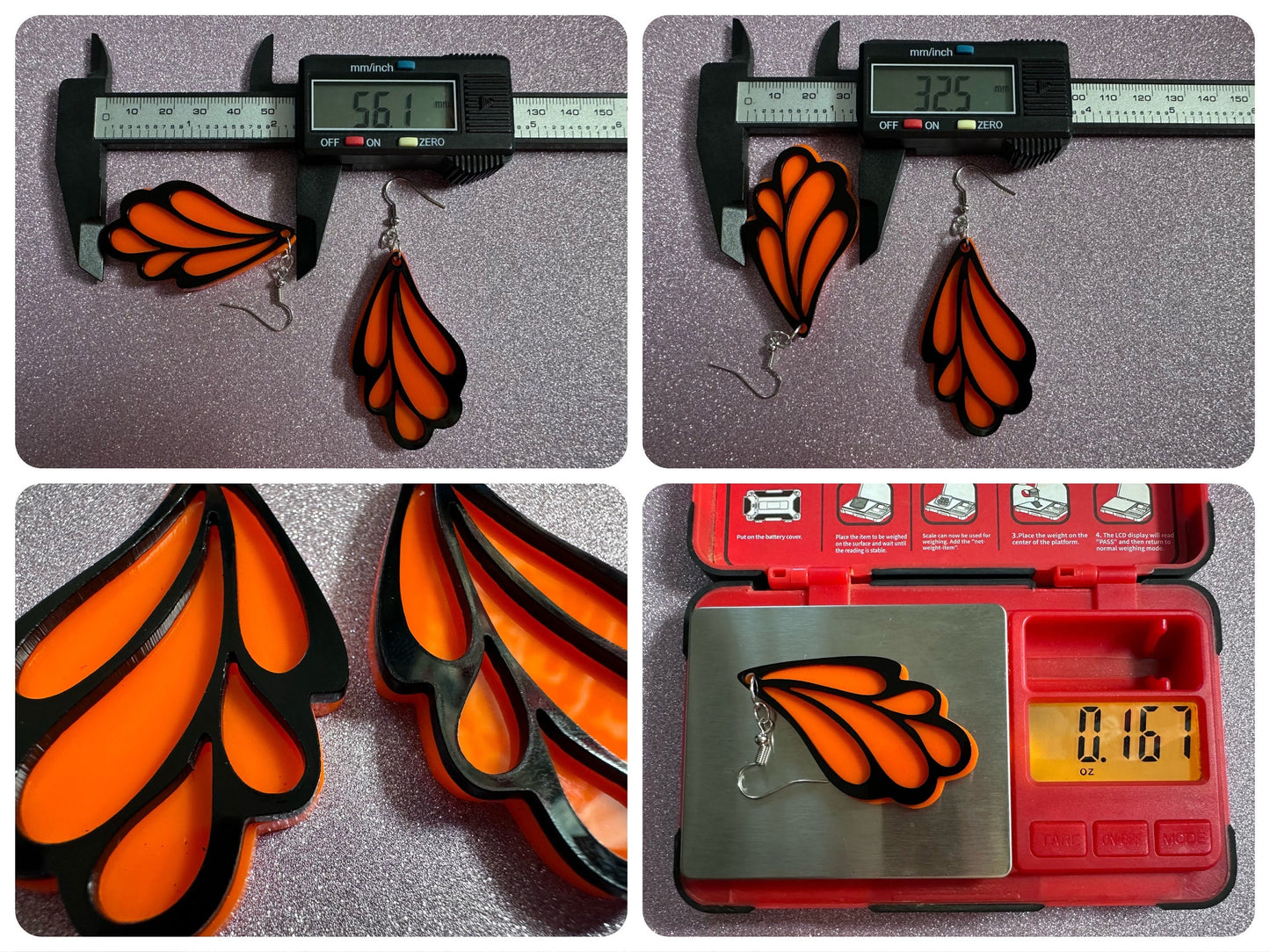 Butterfly Wing Earrings: Laser Cut Acrylic Butterflies, Summer, Monarch, Insects, Bugs, Orange Wings, Best Gifts for Her/Him/Them