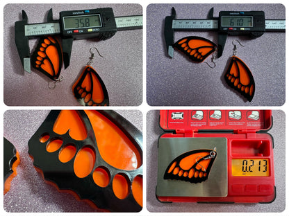 Butterfly Wing Earrings: Laser Cut Acrylic Butterflies, Summer, Monarch, Insects, Bugs, Orange Wings, Best Gifts for Her/Him/Them