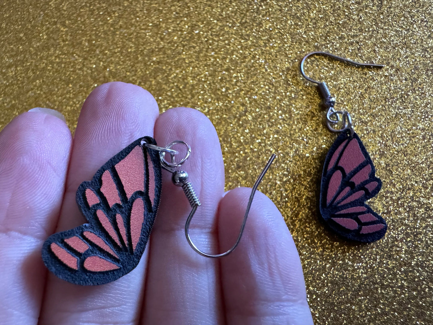 Butterfly Wing Earrings: Laser Cut Acrylic Butterflies, Summer, Monarch, Insects, Bugs, Orange Wings, Best Gifts for Her/Him/Them