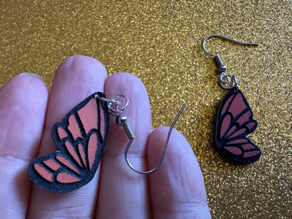 Butterfly Wing Earrings: Laser Cut Acrylic Butterflies, Summer, Monarch, Insects, Bugs, Orange Wings, Best Gifts for Her/Him/Them