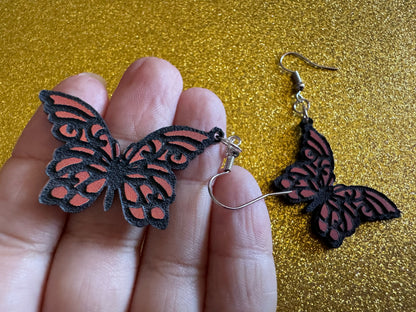 Butterfly Wing Earrings: Laser Cut Acrylic Butterflies, Summer, Monarch, Insects, Bugs, Orange Wings, Best Gifts for Her/Him/Them