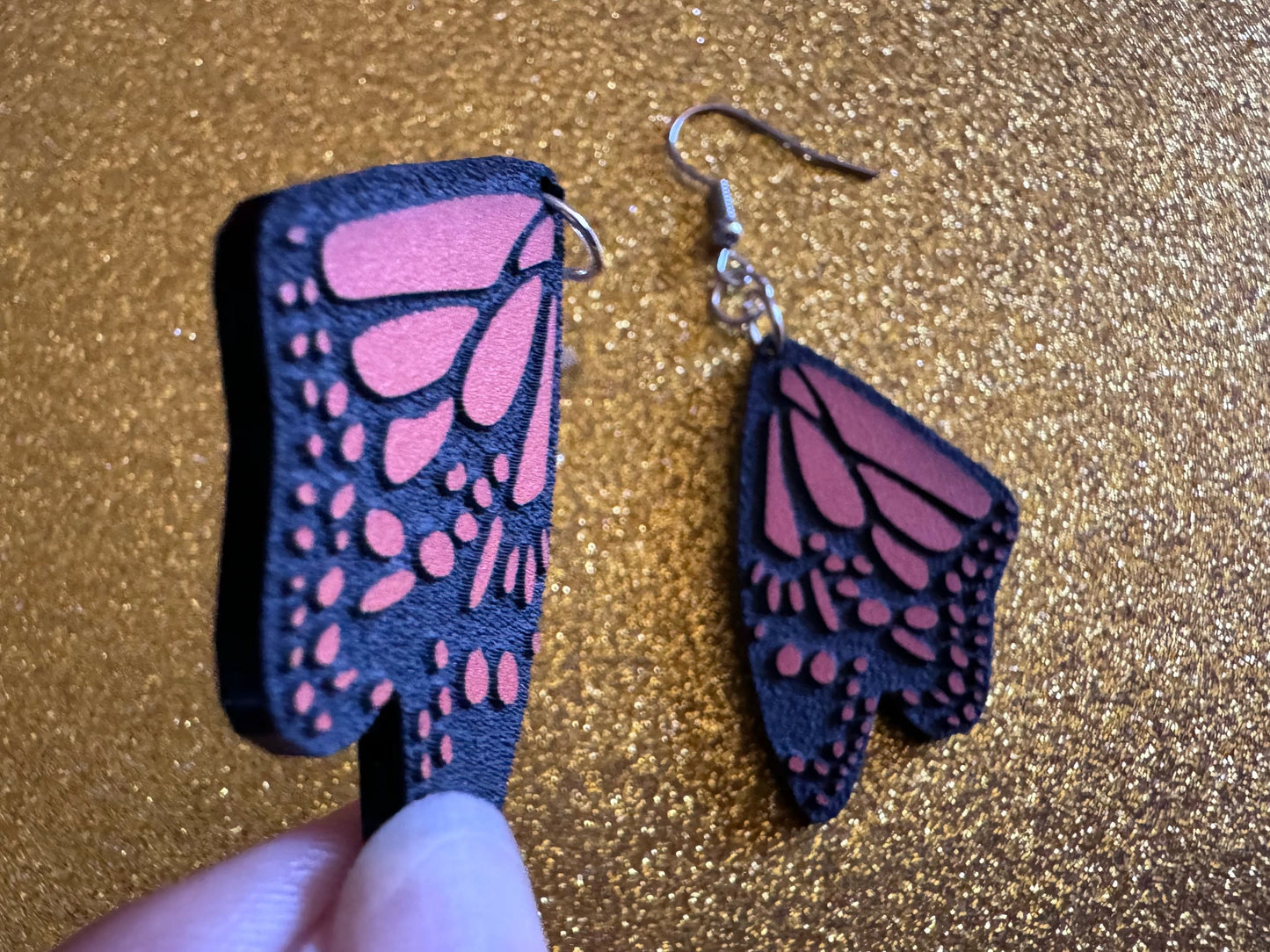Butterfly Wing Earrings: Laser Cut Acrylic Butterflies, Summer, Monarch, Insects, Bugs, Orange Wings, Best Gifts for Her/Him/Them