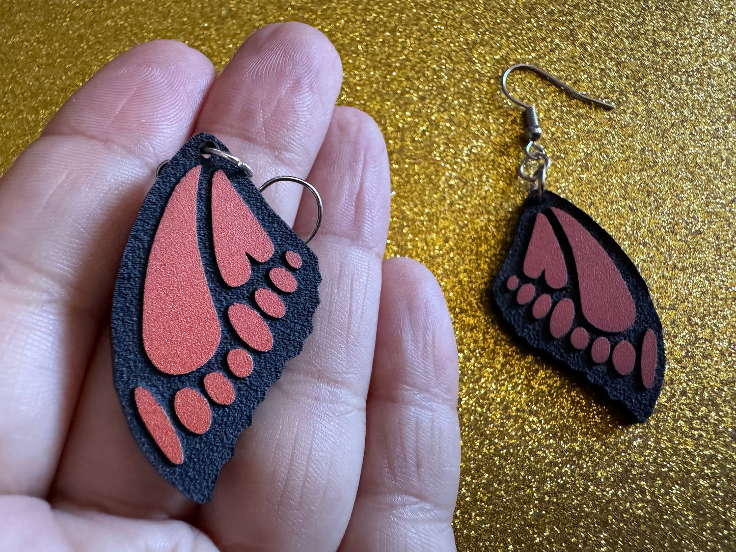 Butterfly Wing Earrings: Laser Cut Acrylic Butterflies, Summer, Monarch, Insects, Bugs, Orange Wings, Best Gifts for Her/Him/Them