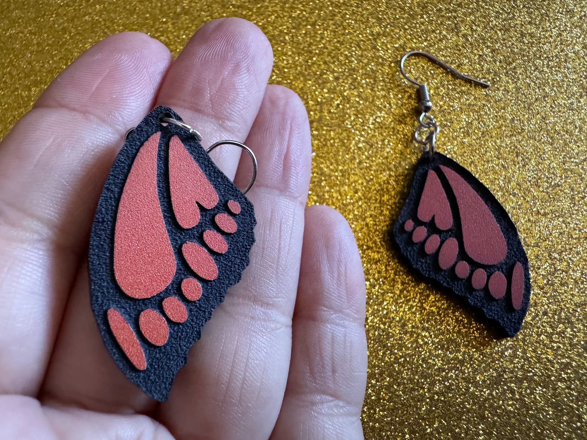 Butterfly Wing Earrings: Laser Cut Acrylic Butterflies, Summer, Monarch, Insects, Bugs, Orange Wings, Best Gifts for Her/Him/Them