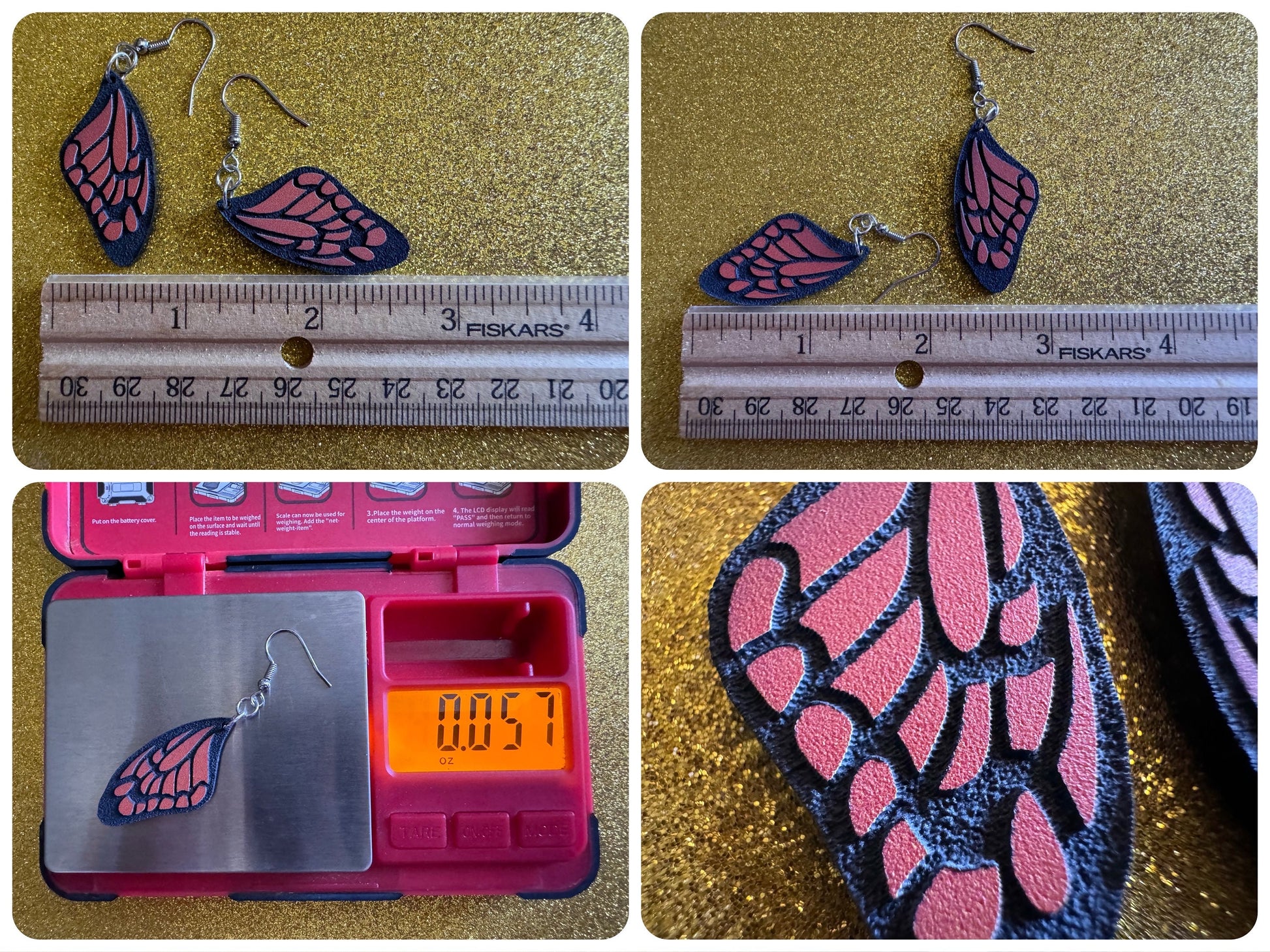 Butterfly Wing Earrings: Laser Cut Acrylic Butterflies, Summer, Monarch, Insects, Bugs, Orange Wings, Best Gifts for Her/Him/Them