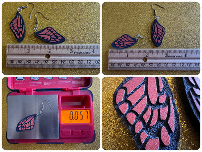 Butterfly Wing Earrings: Laser Cut Acrylic Butterflies, Summer, Monarch, Insects, Bugs, Orange Wings, Best Gifts for Her/Him/Them
