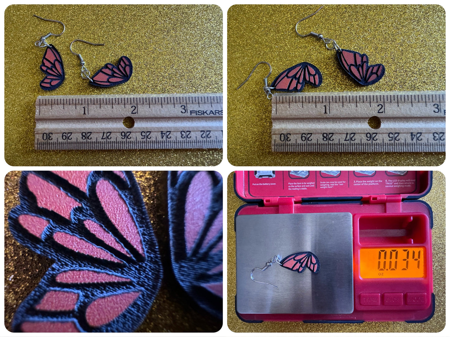 Butterfly Wing Earrings: Laser Cut Acrylic Butterflies, Summer, Monarch, Insects, Bugs, Orange Wings, Best Gifts for Her/Him/Them