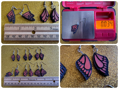 Butterfly Wing Earrings: Laser Cut Acrylic Butterflies, Summer, Monarch, Insects, Bugs, Orange Wings, Best Gifts for Her/Him/Them