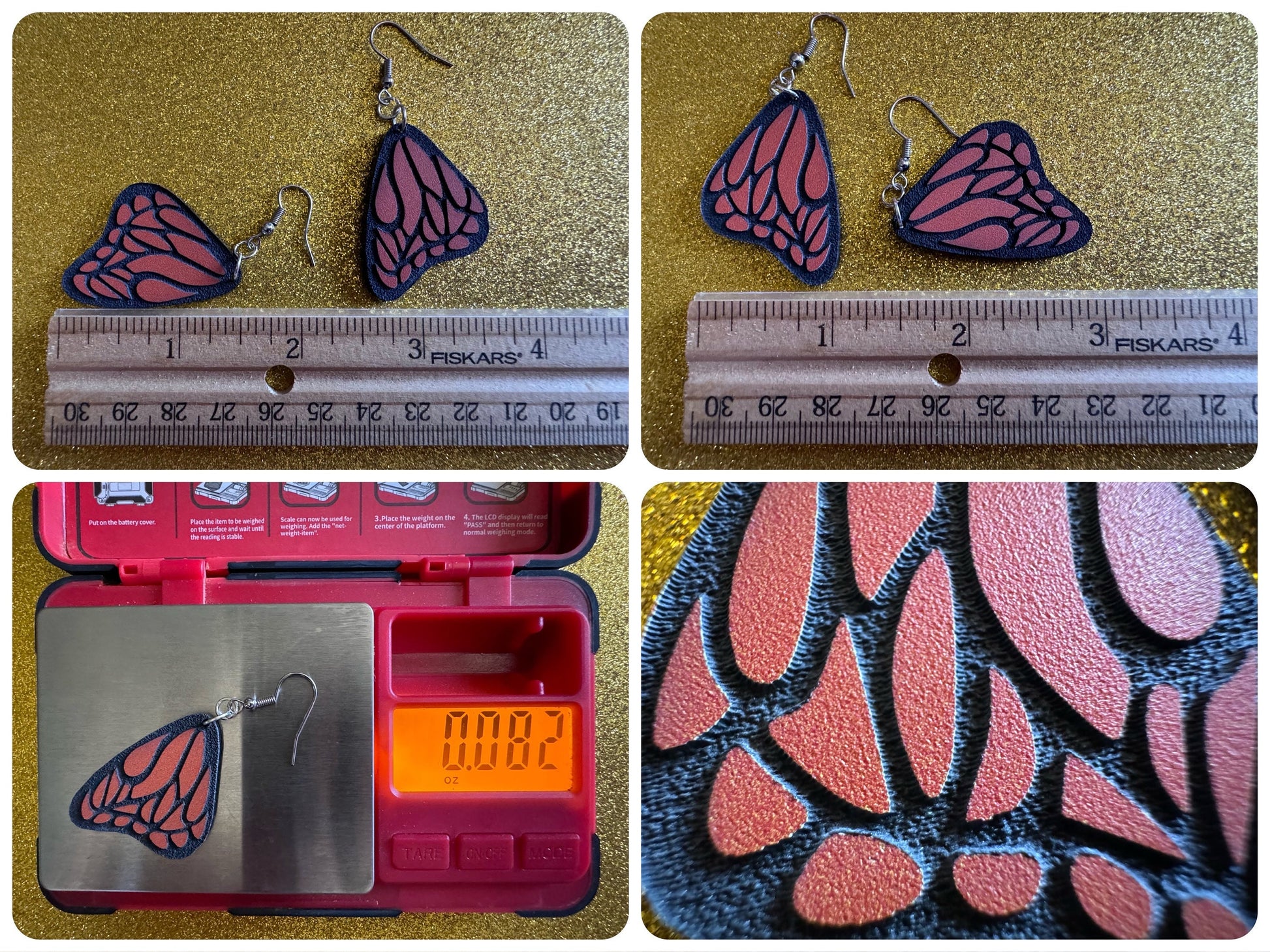 Butterfly Wing Earrings: Laser Cut Acrylic Butterflies, Summer, Monarch, Insects, Bugs, Orange Wings, Best Gifts for Her/Him/Them