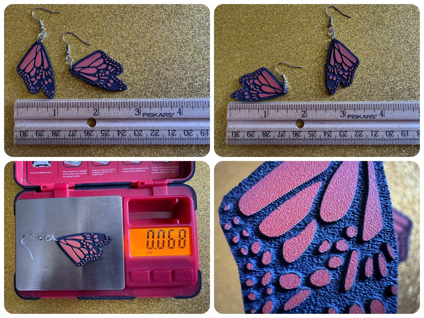 Butterfly Wing Earrings: Laser Cut Acrylic Butterflies, Summer, Monarch, Insects, Bugs, Orange Wings, Best Gifts for Her/Him/Them