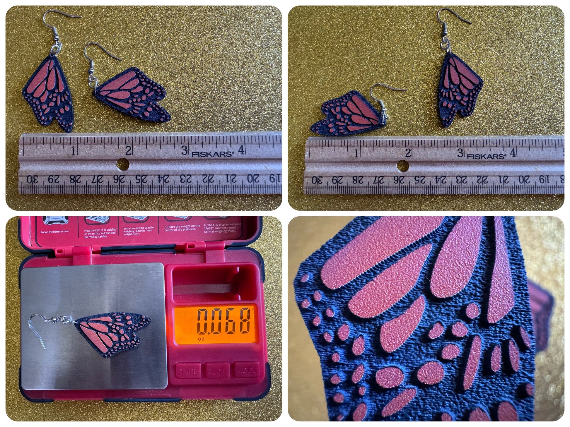 Butterfly Wing Earrings: Laser Cut Acrylic Butterflies, Summer, Monarch, Insects, Bugs, Orange Wings, Best Gifts for Her/Him/Them