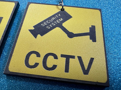 CCTV Sign Earrings: Laser Cut Acrylic Security Sign, Security Camera, Spy, Video Surveillance, Security, Video, Best Gifts for Her/Him/Them