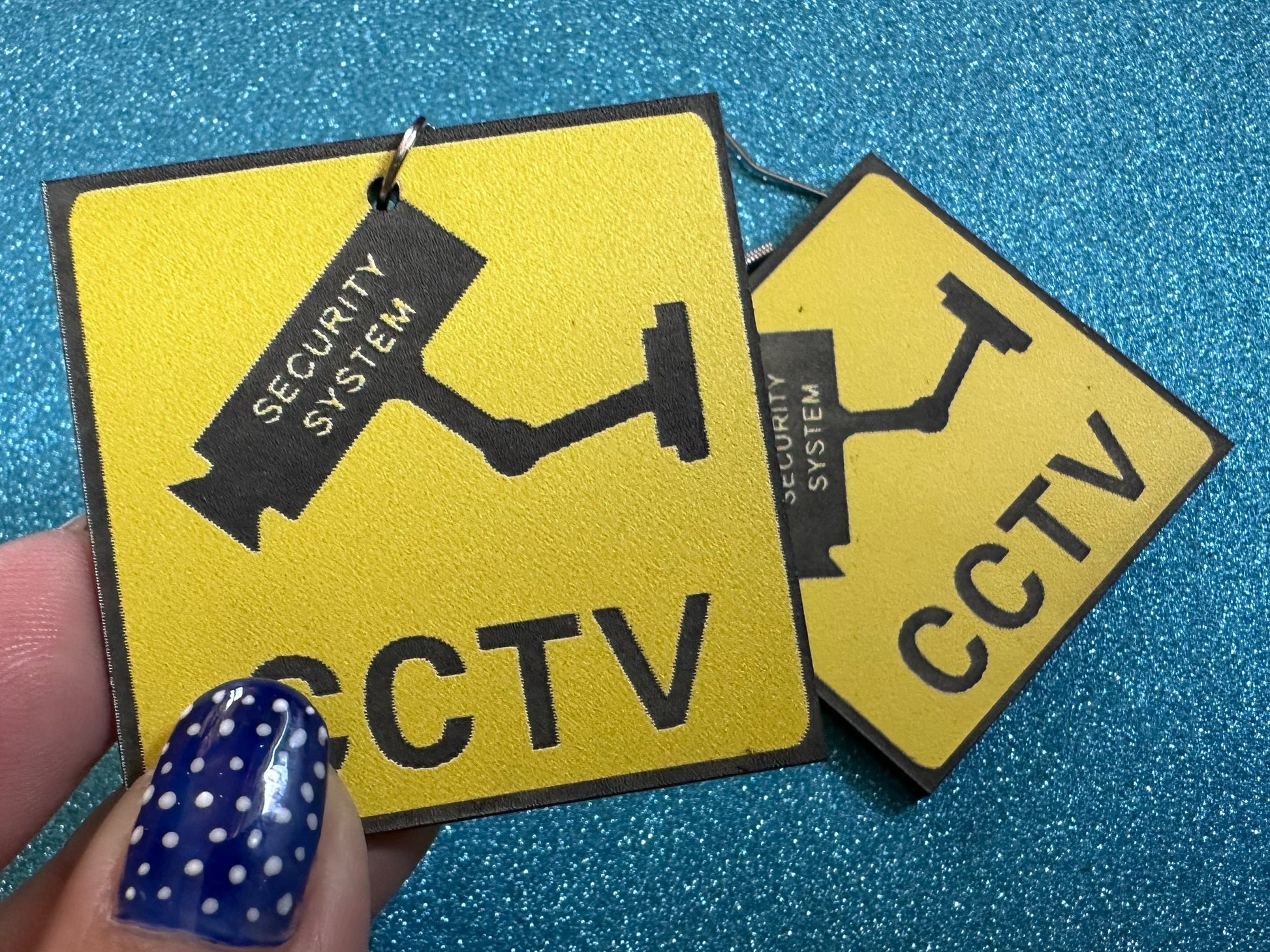 CCTV Sign Earrings: Laser Cut Acrylic Security Sign, Security Camera, Spy, Video Surveillance, Security, Video, Best Gifts for Her/Him/Them