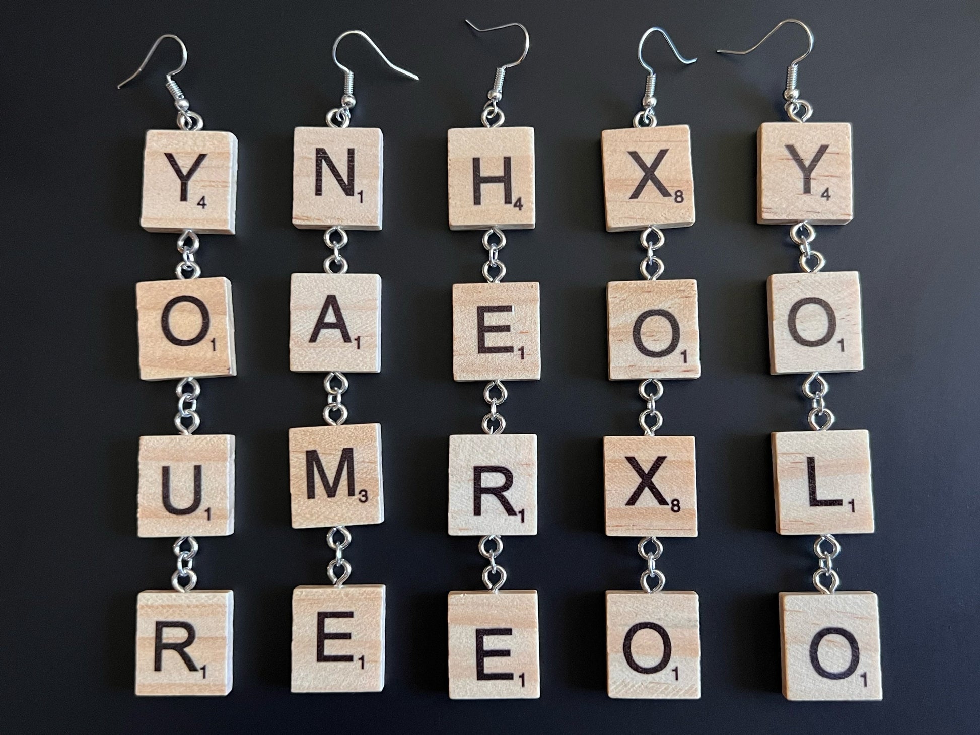 CLEARANCE - Custom Text Earrings: Scrabble Letters, Words, Names, Teacher Gift, Anniversary, Best Gifts for Her/Him/Them