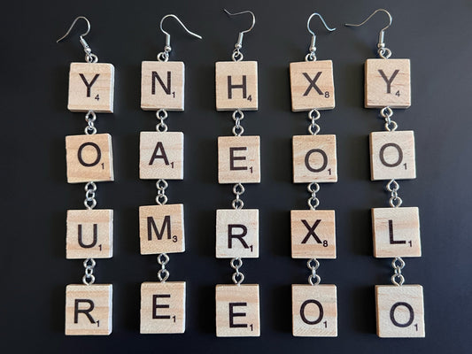 CLEARANCE - Custom Text Earrings: Scrabble Letters, Words, Names, Teacher Gift, Anniversary, Best Gifts for Her/Him/Them