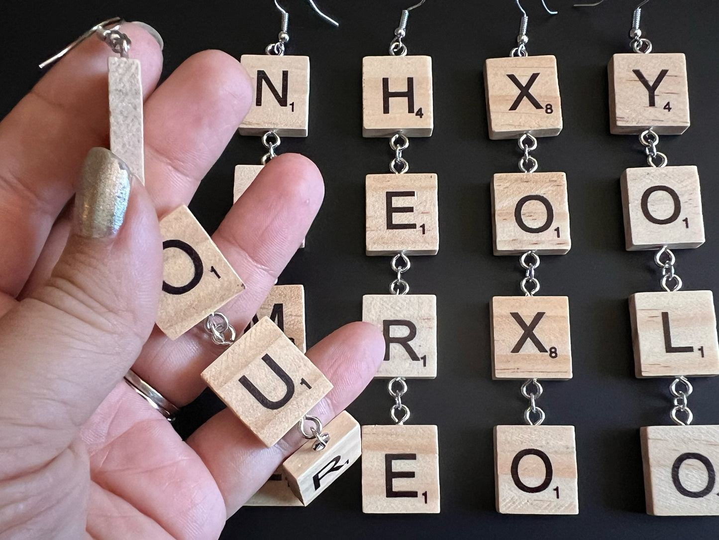 CLEARANCE - Custom Text Earrings: Scrabble Letters, Words, Names, Teacher Gift, Anniversary, Best Gifts for Her/Him/Them