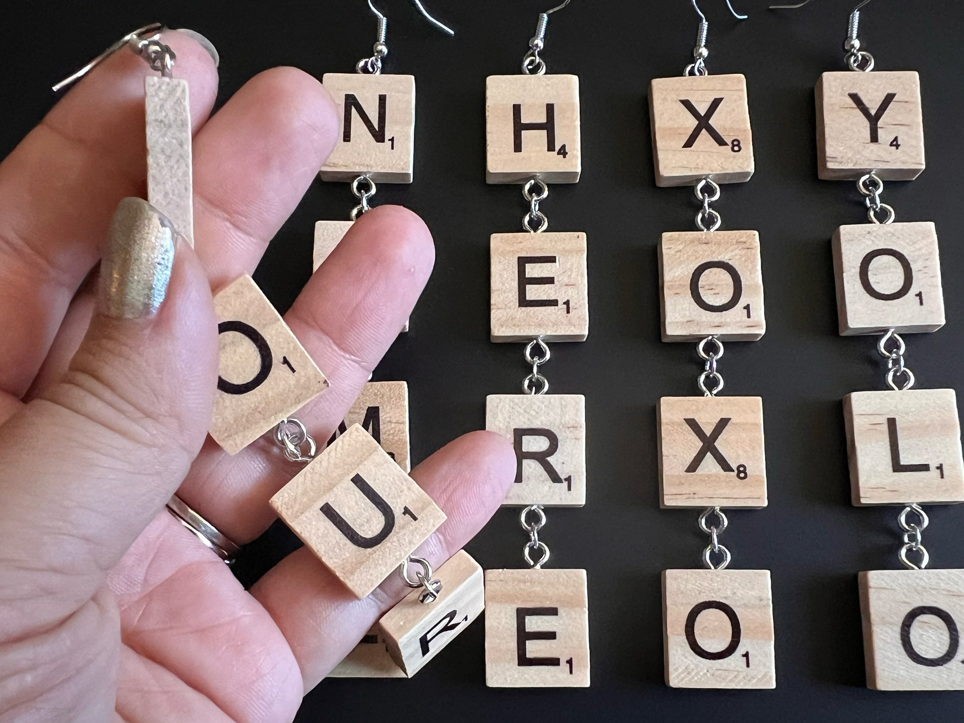 CLEARANCE - Custom Text Earrings: Scrabble Letters, Words, Names, Teacher Gift, Anniversary, Best Gifts for Her/Him/Them