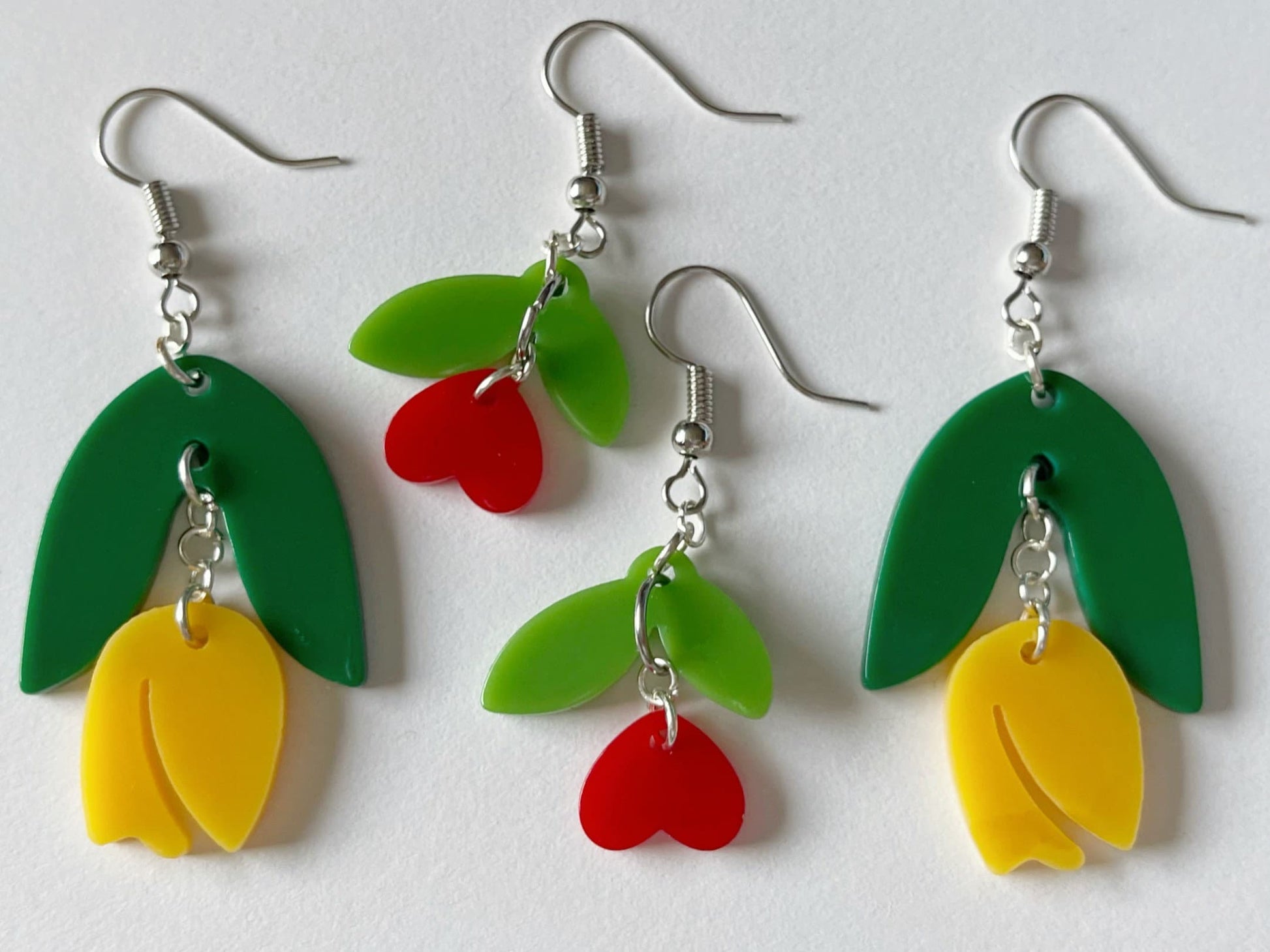 CLEARANCE - Flower Earrings: Flowers, Tulips, Plants, Floral, Botany, Gardening, Bouquet, Green Earrings, Best Gifts for Her/Him/Them