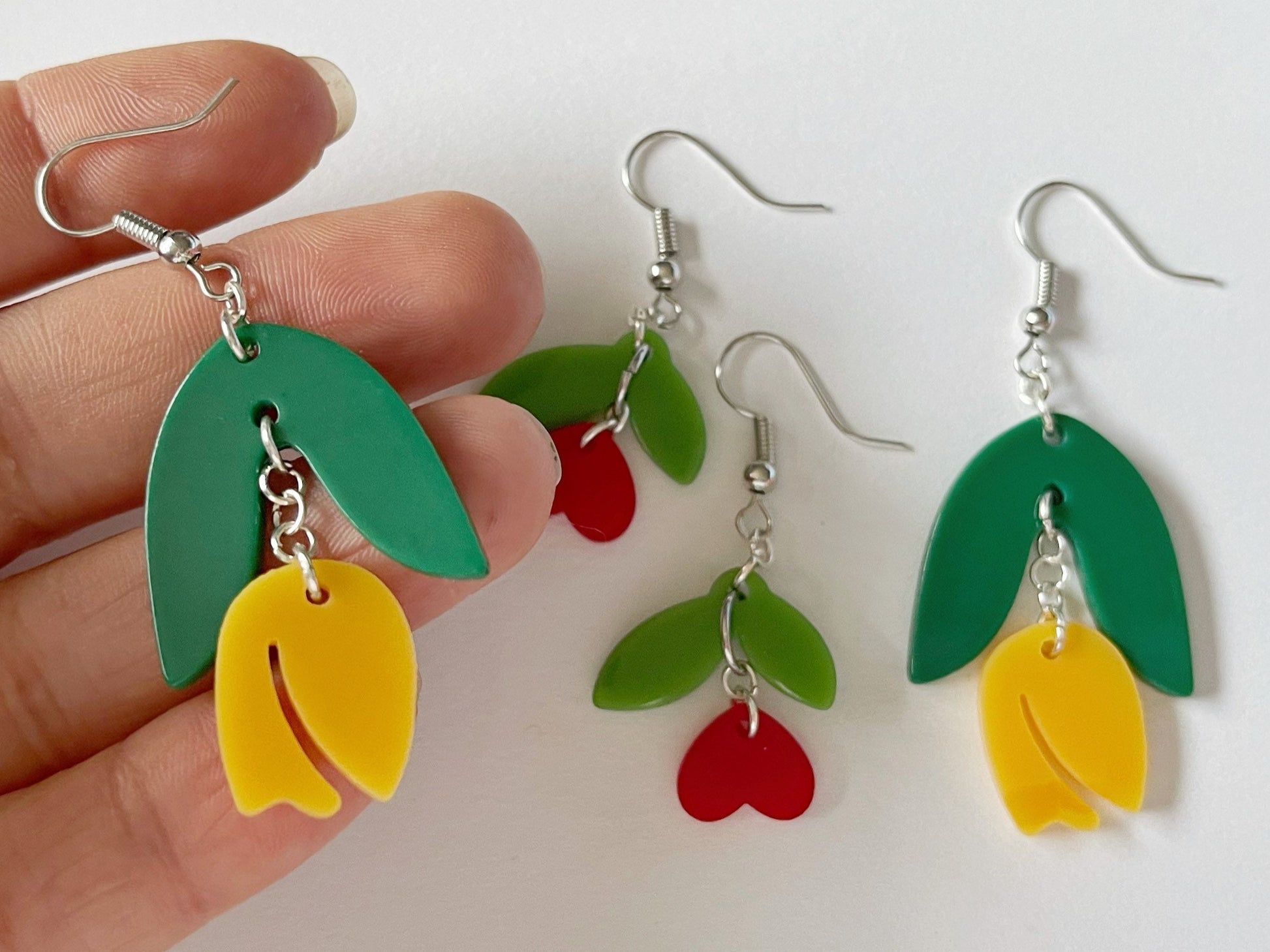 CLEARANCE - Flower Earrings: Flowers, Tulips, Plants, Floral, Botany, Gardening, Bouquet, Green Earrings, Best Gifts for Her/Him/Them