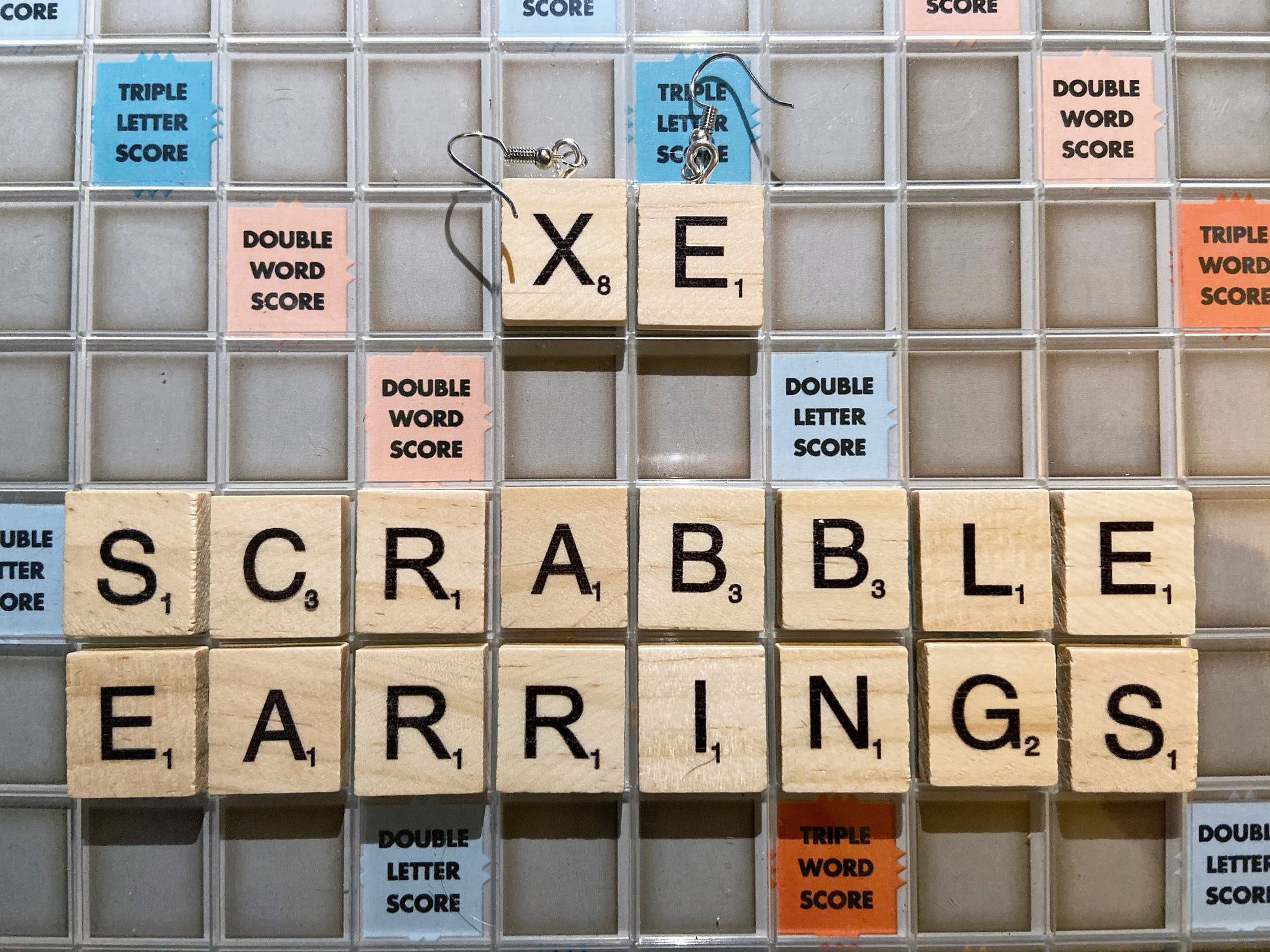 CLEARANCE - Scrabble Tile Earrings (Wooden): Game, Game Night, Words, Reading, Best Gifts for Her/Him/Them