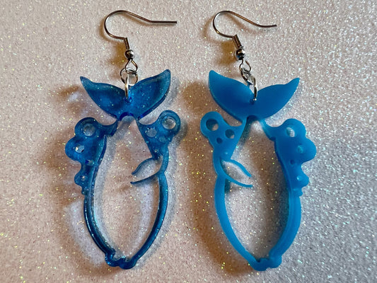 CLEARANCE - Whale Earrings: Laser Cut Acrylic Whales, Ocean Animals, Sea Creatures, Fish, Aquatic, Best Gifts for Her/Him/Them