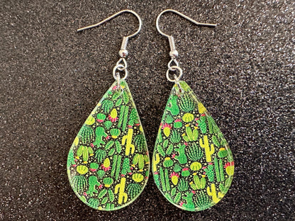 Cactus Earrings: Laser Cut Acrylic Cacti, Green Earrings, Plants, Tropical, Cactuses, Desert, Floral, Gardening, Best Gifts for Her/Him/Them