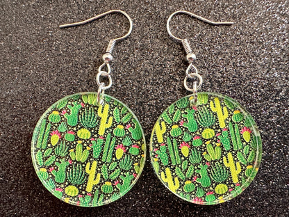 Cactus Earrings: Laser Cut Acrylic Cacti, Green Earrings, Plants, Tropical, Cactuses, Desert, Floral, Gardening, Best Gifts for Her/Him/Them