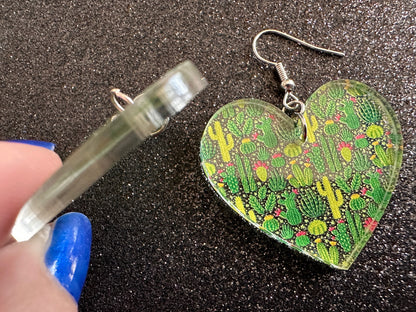 Cactus Earrings: Laser Cut Acrylic Cacti, Green Earrings, Plants, Tropical, Cactuses, Desert, Floral, Gardening, Best Gifts for Her/Him/Them