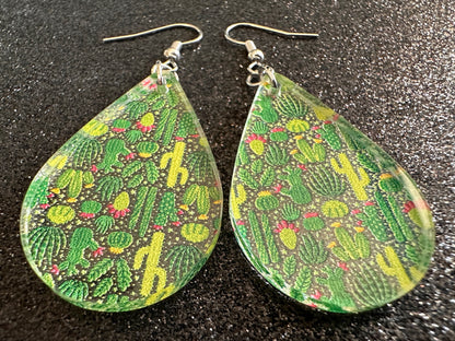 Cactus Earrings: Laser Cut Acrylic Cacti, Green Earrings, Plants, Tropical, Cactuses, Desert, Floral, Gardening, Best Gifts for Her/Him/Them