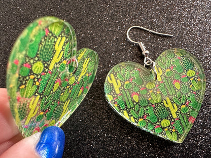 Cactus Earrings: Laser Cut Acrylic Cacti, Green Earrings, Plants, Tropical, Cactuses, Desert, Floral, Gardening, Best Gifts for Her/Him/Them