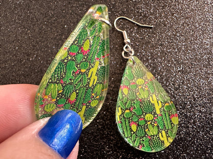 Cactus Earrings: Laser Cut Acrylic Cacti, Green Earrings, Plants, Tropical, Cactuses, Desert, Floral, Gardening, Best Gifts for Her/Him/Them