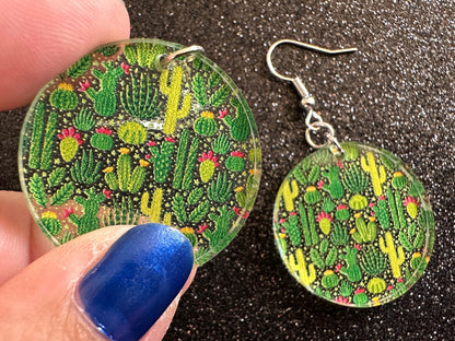 Cactus Earrings: Laser Cut Acrylic Cacti, Green Earrings, Plants, Tropical, Cactuses, Desert, Floral, Gardening, Best Gifts for Her/Him/Them