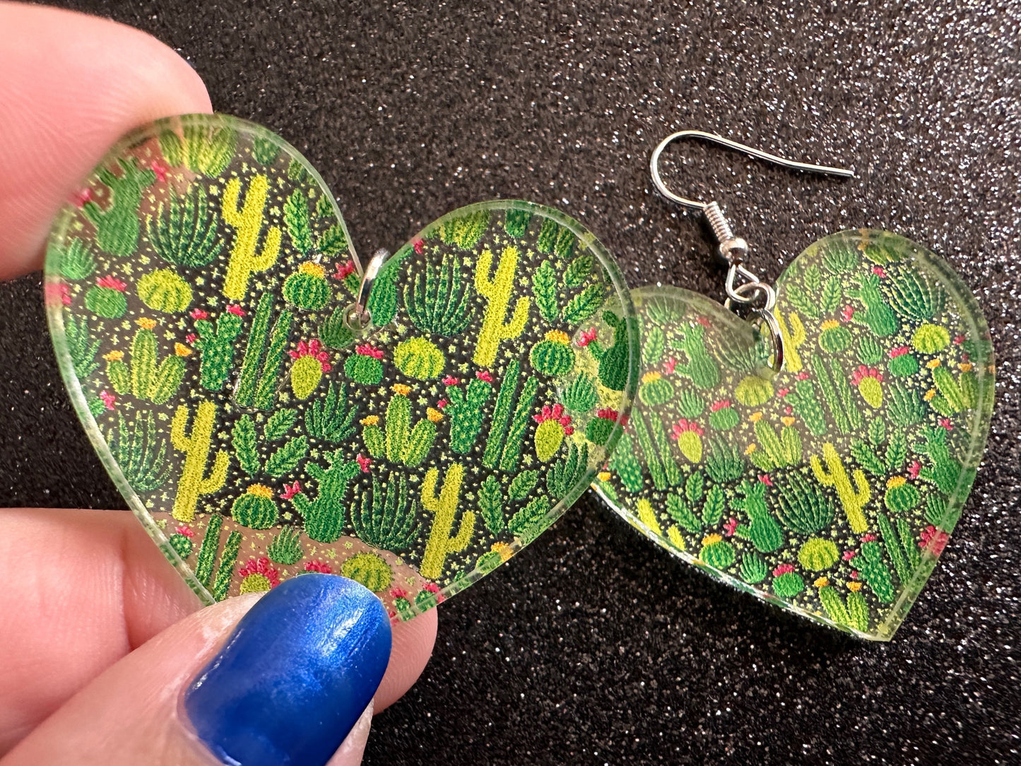 Cactus Earrings: Laser Cut Acrylic Cacti, Green Earrings, Plants, Tropical, Cactuses, Desert, Floral, Gardening, Best Gifts for Her/Him/Them