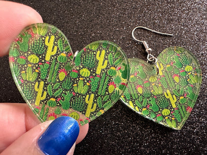 Cactus Earrings: Laser Cut Acrylic Cacti, Green Earrings, Plants, Tropical, Cactuses, Desert, Floral, Gardening, Best Gifts for Her/Him/Them