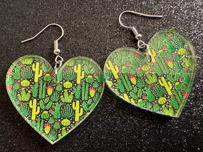 Cactus Earrings: Laser Cut Acrylic Cacti, Green Earrings, Plants, Tropical, Cactuses, Desert, Floral, Gardening, Best Gifts for Her/Him/Them