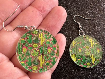 Cactus Earrings: Laser Cut Acrylic Cacti, Green Earrings, Plants, Tropical, Cactuses, Desert, Floral, Gardening, Best Gifts for Her/Him/Them