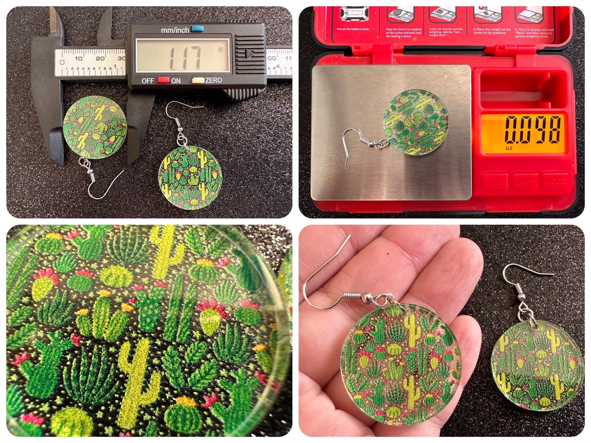 Cactus Earrings: Laser Cut Acrylic Cacti, Green Earrings, Plants, Tropical, Cactuses, Desert, Floral, Gardening, Best Gifts for Her/Him/Them