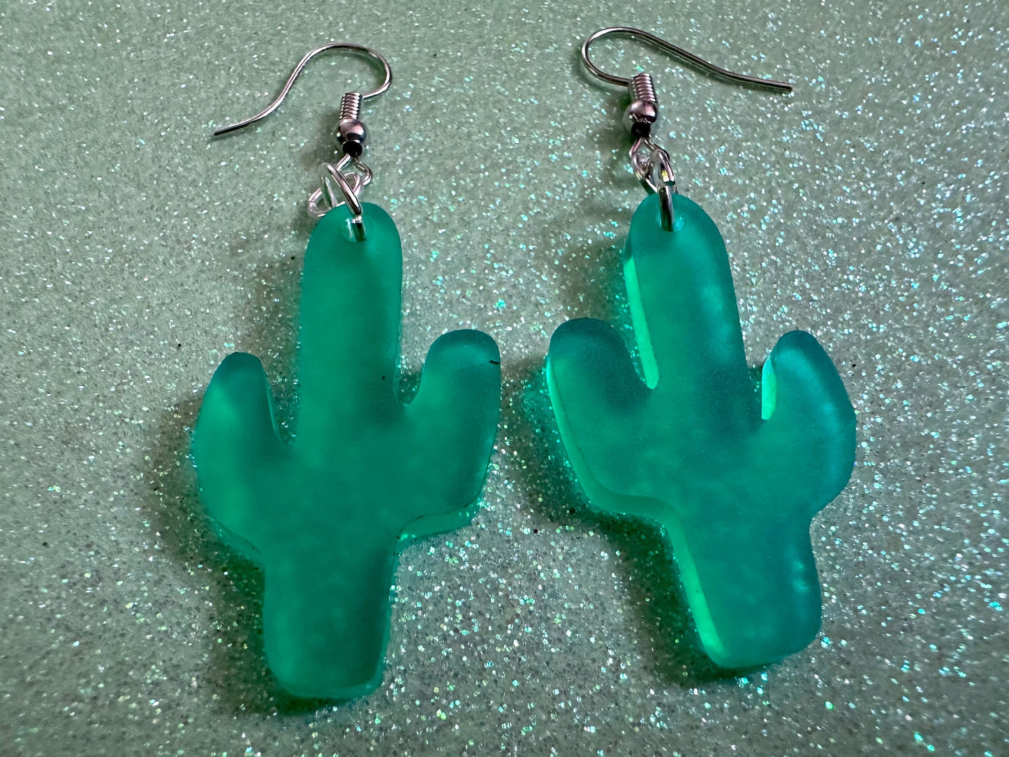 Cactus Earrings: Laser Cut Acrylic Palm Cacti, Cactuses, Desert, Green Earrings, Plants, Tropical, Best Gifts for Her/Him/Them