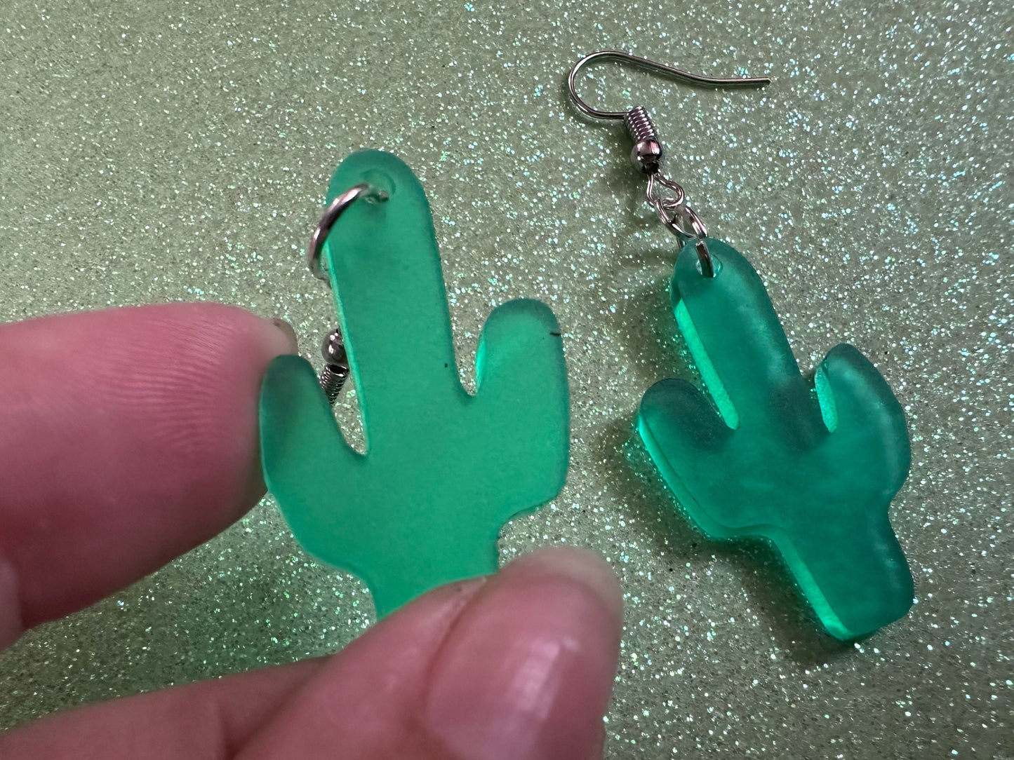 Cactus Earrings: Laser Cut Acrylic Palm Cacti, Cactuses, Desert, Green Earrings, Plants, Tropical, Best Gifts for Her/Him/Them