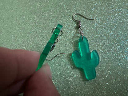 Cactus Earrings: Laser Cut Acrylic Palm Cacti, Cactuses, Desert, Green Earrings, Plants, Tropical, Best Gifts for Her/Him/Them