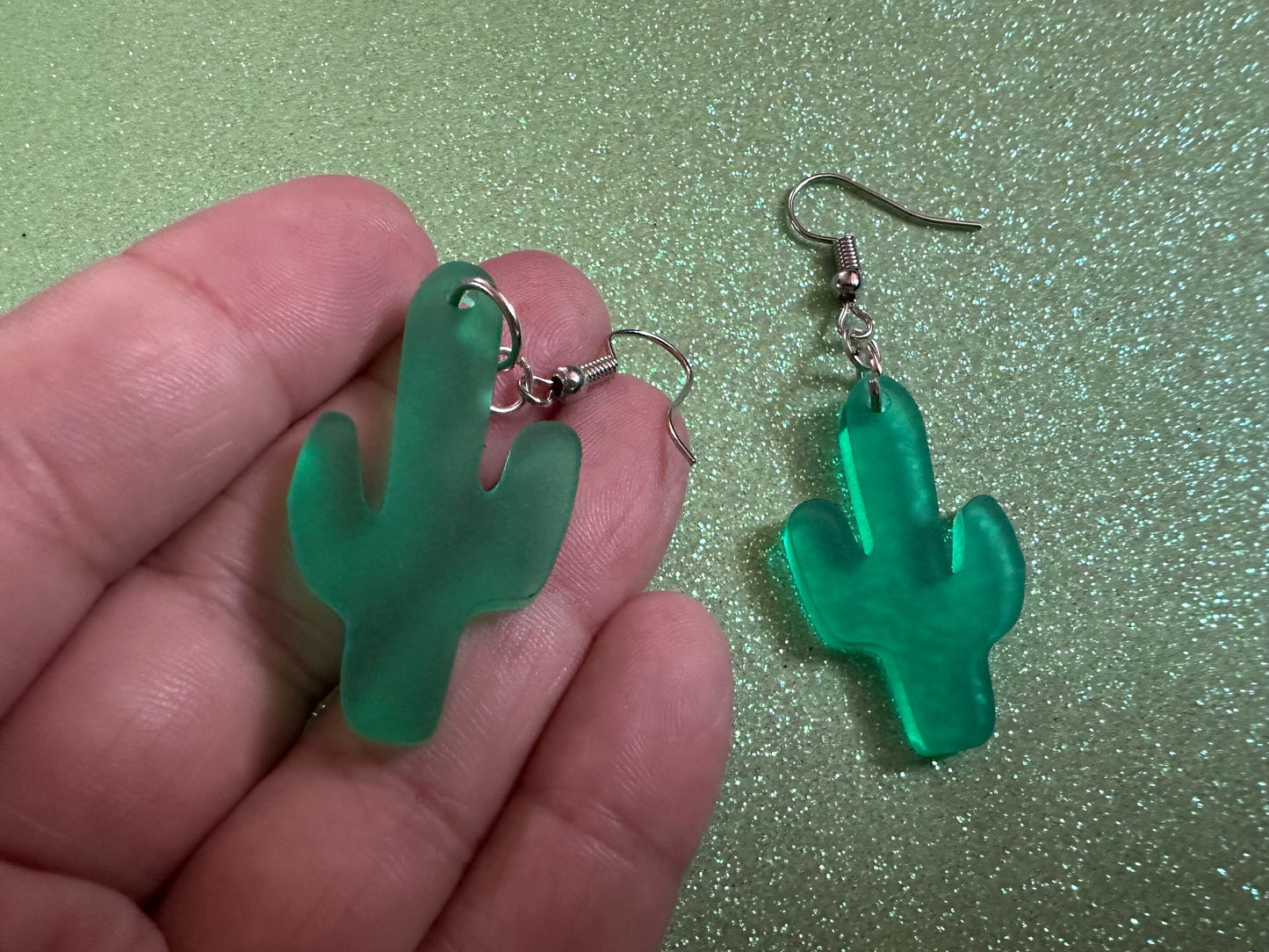 Cactus Earrings: Laser Cut Acrylic Palm Cacti, Cactuses, Desert, Green Earrings, Plants, Tropical, Best Gifts for Her/Him/Them