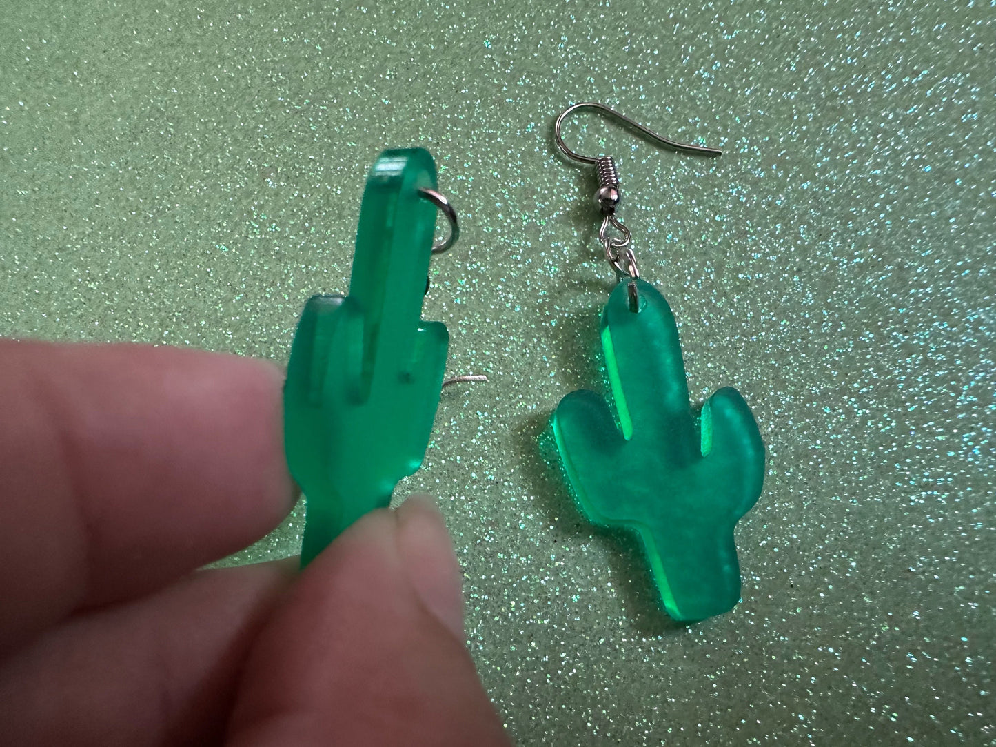 Cactus Earrings: Laser Cut Acrylic Palm Cacti, Cactuses, Desert, Green Earrings, Plants, Tropical, Best Gifts for Her/Him/Them