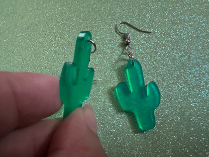 Cactus Earrings: Laser Cut Acrylic Palm Cacti, Cactuses, Desert, Green Earrings, Plants, Tropical, Best Gifts for Her/Him/Them