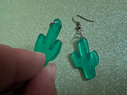 Cactus Earrings: Laser Cut Acrylic Palm Cacti, Cactuses, Desert, Green Earrings, Plants, Tropical, Best Gifts for Her/Him/Them