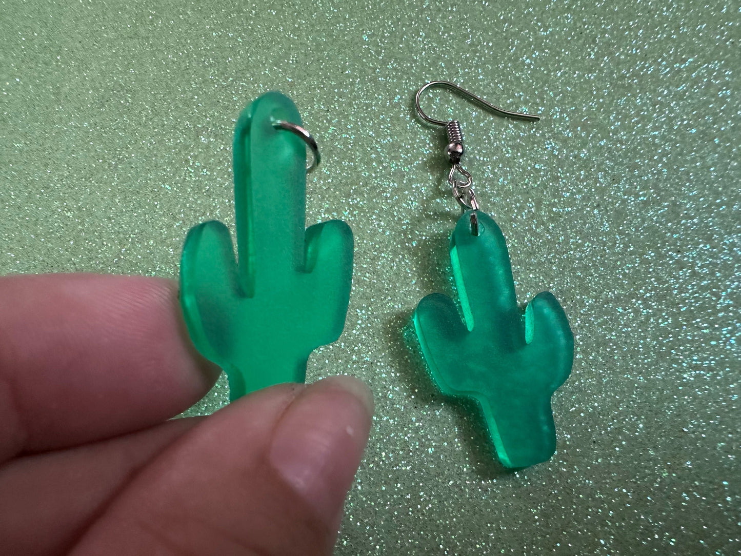 Cactus Earrings: Laser Cut Acrylic Palm Cacti, Cactuses, Desert, Green Earrings, Plants, Tropical, Best Gifts for Her/Him/Them