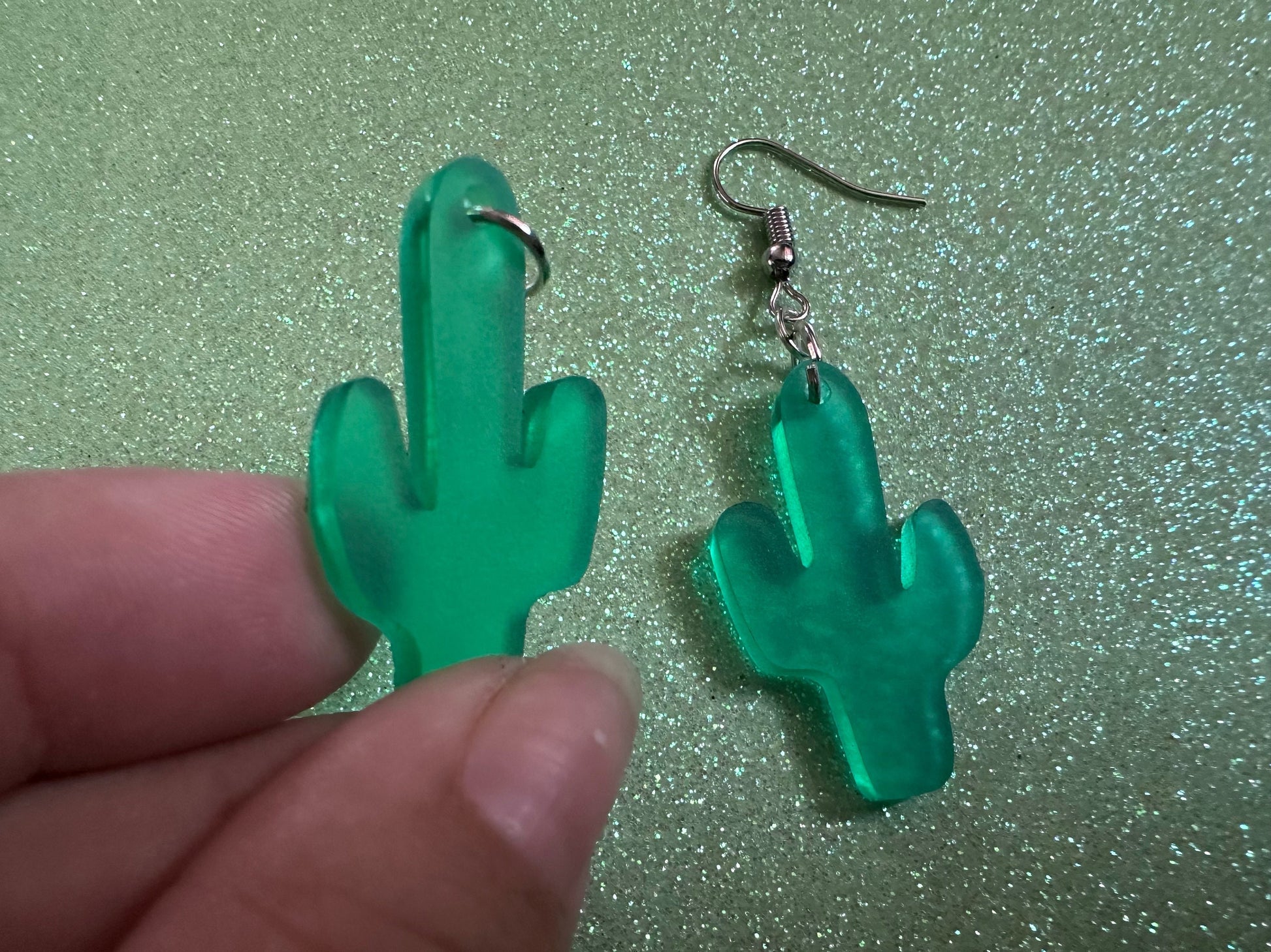 Cactus Earrings: Laser Cut Acrylic Palm Cacti, Cactuses, Desert, Green Earrings, Plants, Tropical, Best Gifts for Her/Him/Them